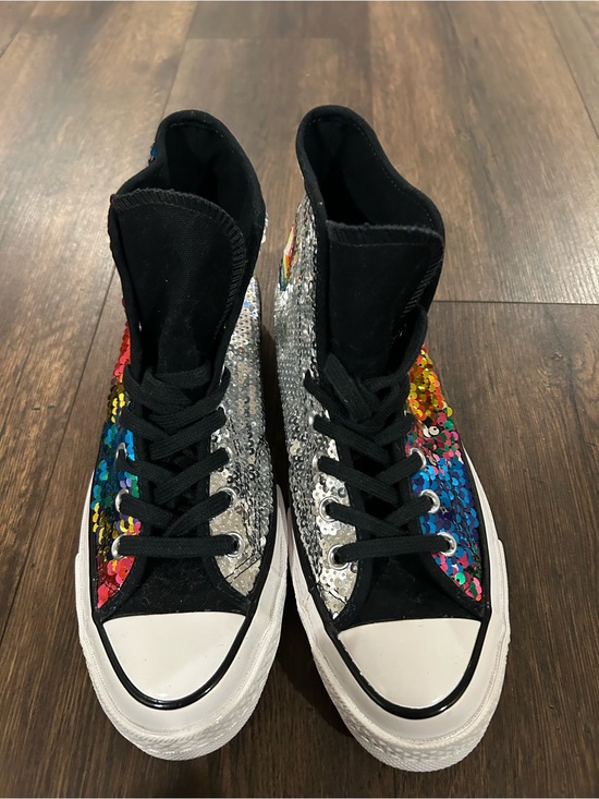 Converse Other - Sequin High-Top Sneakers in Multicolor & Silver for pride month new without tags